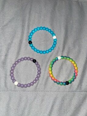 Lokai Beaded Bracelet Trio - Blue, Purple, Rainbow
